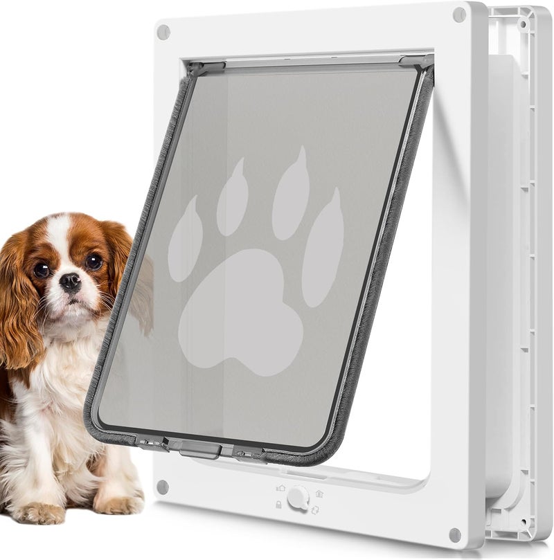 CEESC Dog Door for Pets Up to 20 lb, Weatherproof Pet Door for Cats and Dogs, Durable, Snap-in Closing Panel Included, Suitable for Interior and Exterior Doors(Small White) - Image 1